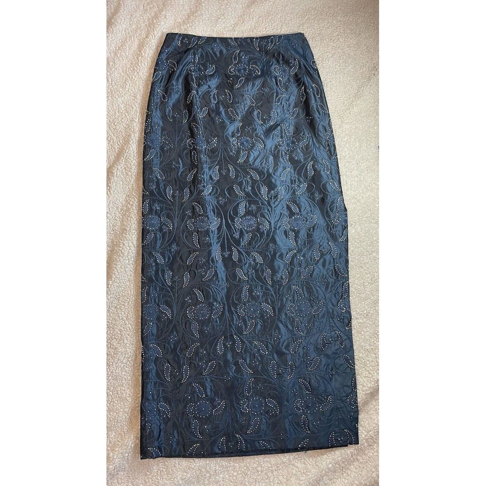 Chetta B  Sherrie Bloom Peter Noviello Beaded Pencil Skirt‎ Blue Formal Size 2